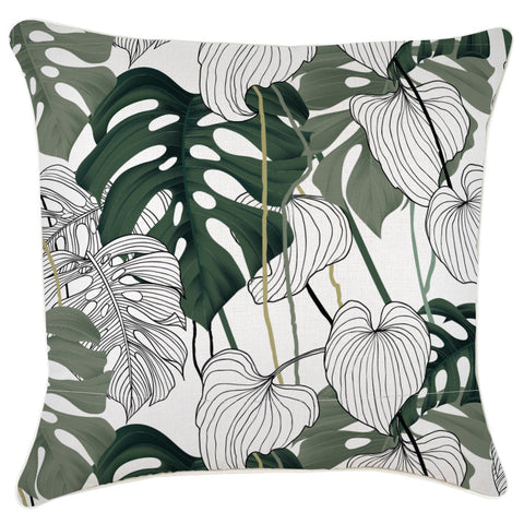 Cushion Cover-Coastal Fringe Black-Palm Trees Black-60cm x 60cm