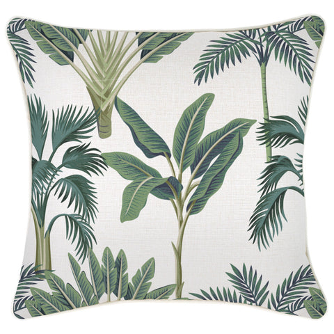 Cushion Cover-With Piping-Palm Trees White-60cm x 60cm