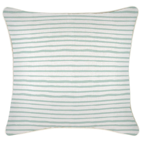 Cushion Cover-Coastal Fringe-Hampton Stripe Sage-60cm x 60cm