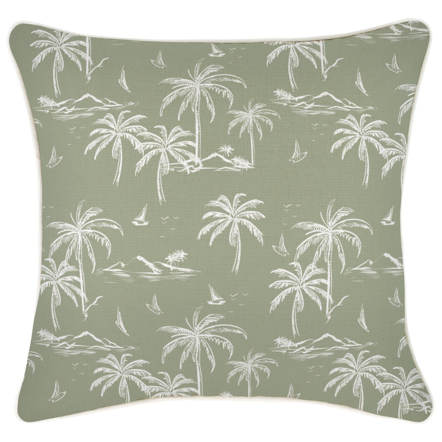 Cushion Cover-With Piping-Postcards Sage-45cm x 45cm