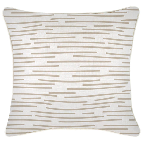 Cushion Cover-With Piping-Hampton Stripe Beige-45cm x 45cm