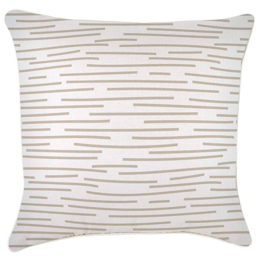 Cushion Cover-With Piping-Earth-Lines-Beige-60cm x 60cm