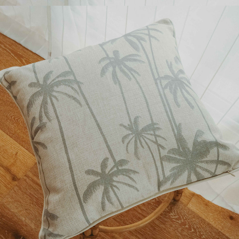 Cushion Cover-With Piping-Tall-Palms-Smoke-45cm x 45cm