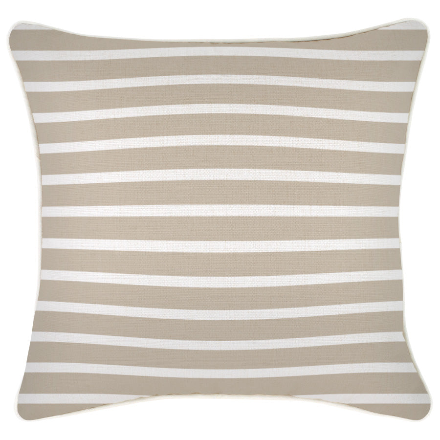 Cushion Cover-With Piping-Hampton Stripe Beige-45cm x 45cm