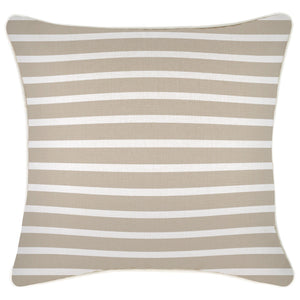 Cushion Cover-With Piping-Hampton Stripe Beige-45cm x 45cm