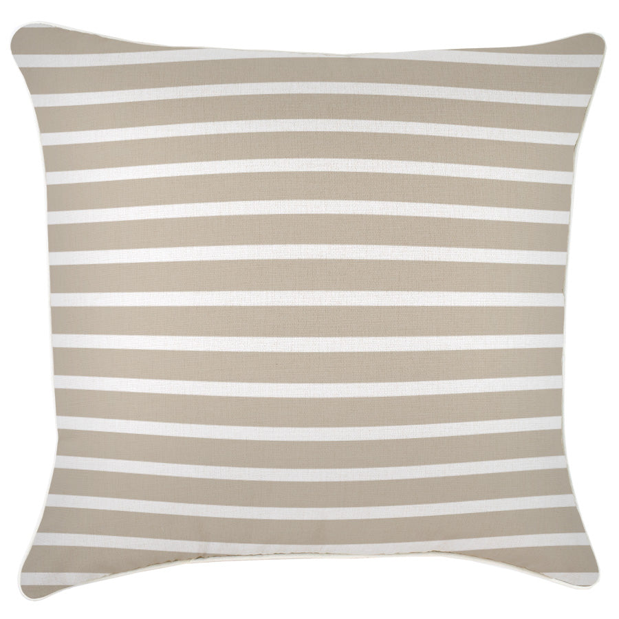 Cushion Cover-With Piping-Hampton Stripe Beige-60cm x 60cm