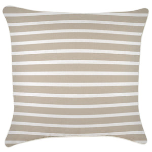 Cushion Cover-With Piping-Hampton Stripe Beige-60cm x 60cm