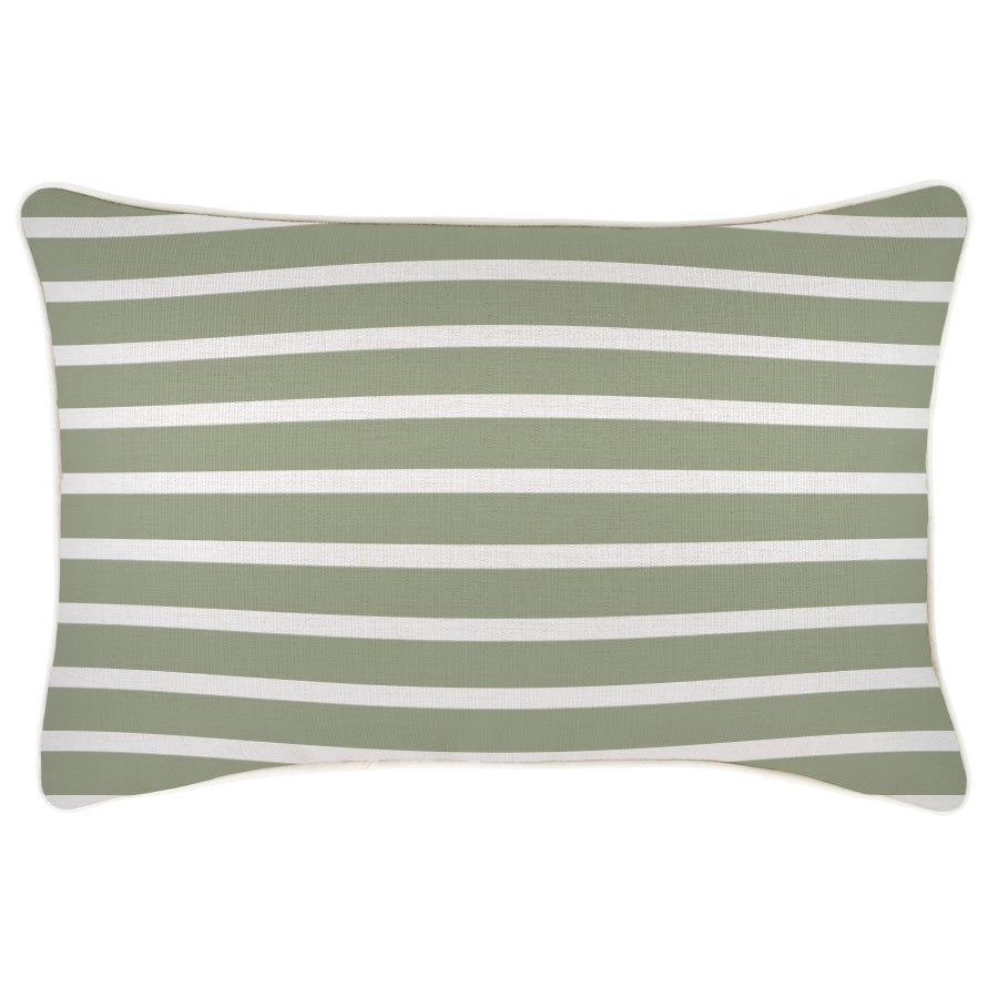 Cushion Cover-With Piping-Hampton Stripe Sage-35cm x 50cm
