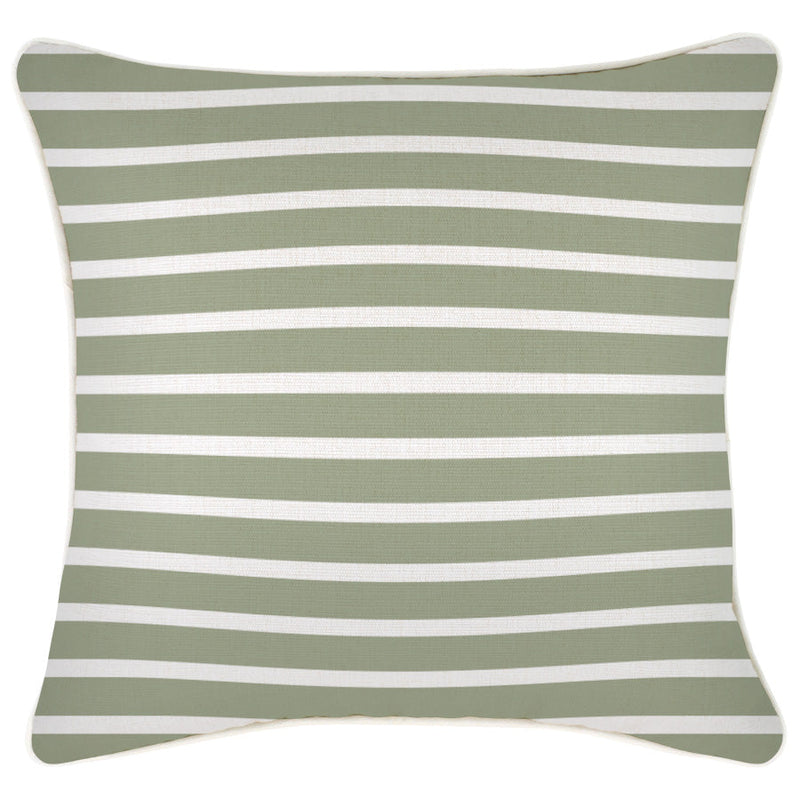 Cushion Cover-With Piping-Hampton Stripe Sage-45cm x 45cm