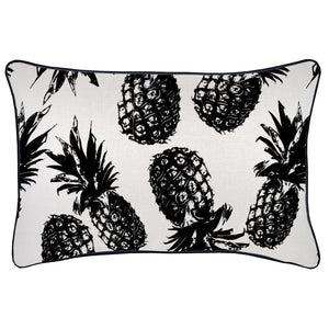 Cushion Cover-With Black Piping-Pineapples Black-35cm x 50cm