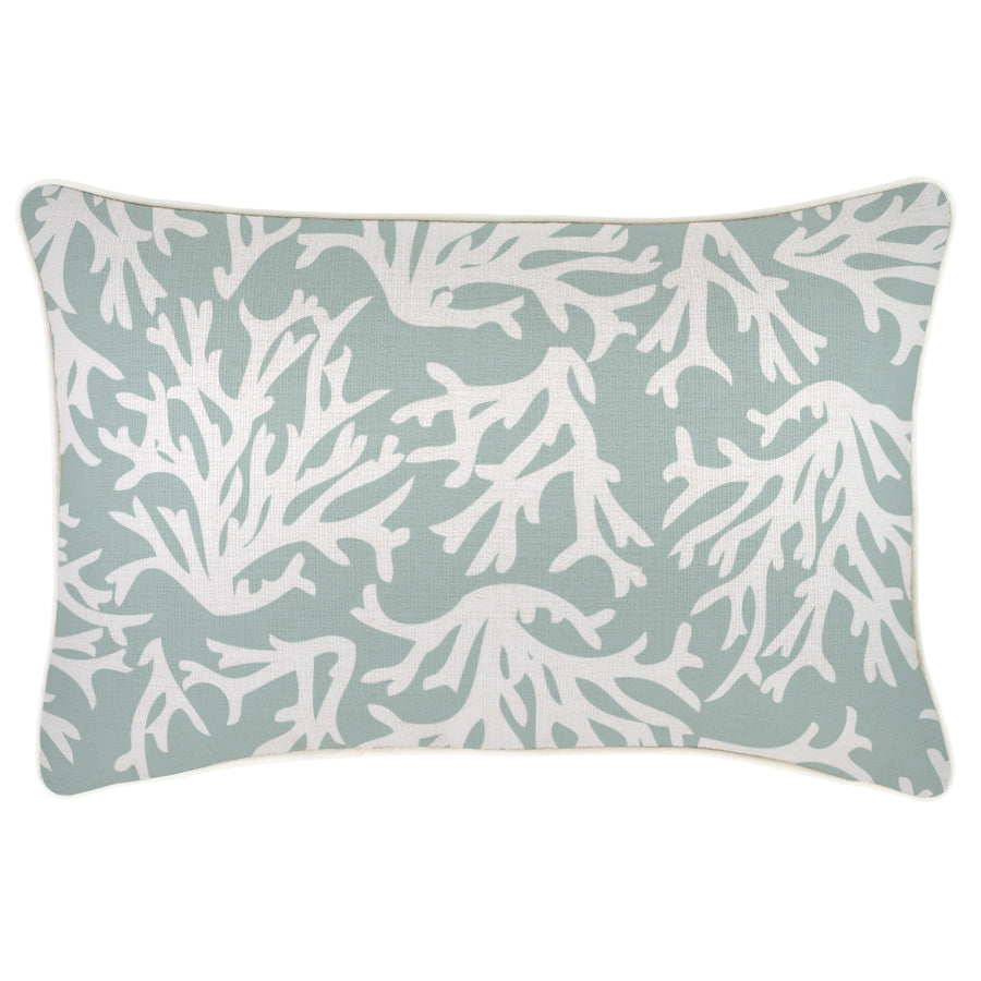 Cushion Cover-With Piping-Coastal Coral Seafoam-35cm x 50cm