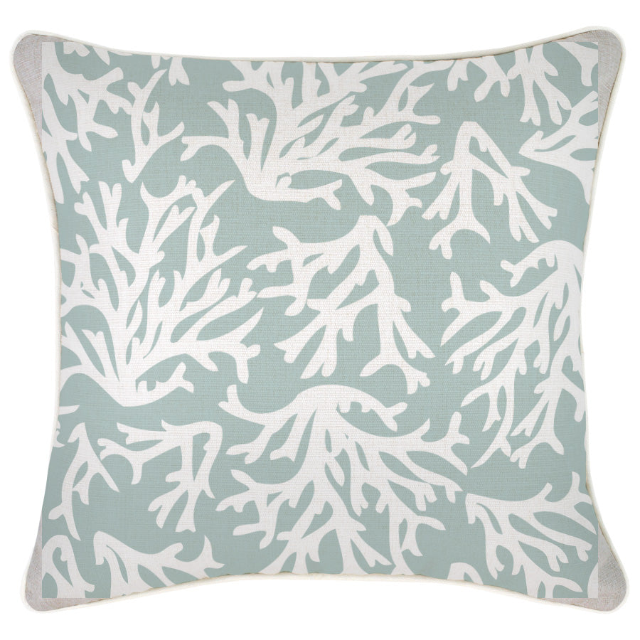 Cushion Cover-With Piping-Coastal Coral Seafoam-45cm x 45cm