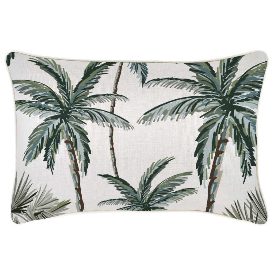 Indoor Outdoor Cushion Cover With Piping Palm Tree Paradise Natural