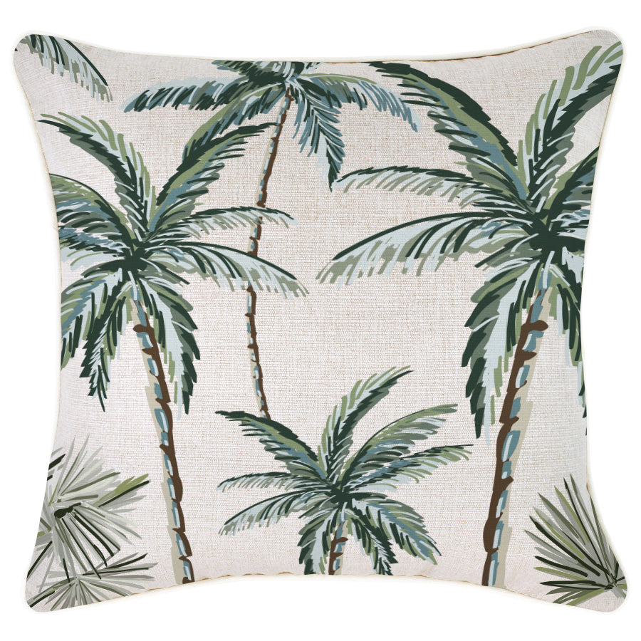 Indoor Outdoor Cushion Cover With Piping Palm Tree Paradise Natural