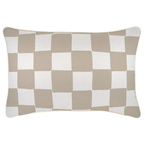 Cushion Cover-With Piping-Check Beige-45cm x 45cm