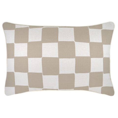 Cushion Cover-With Piping-Check Beige-60cm x 60cm