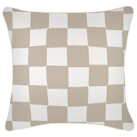 Cushion Cover-With Piping-Check Beige-60cm x 60cm