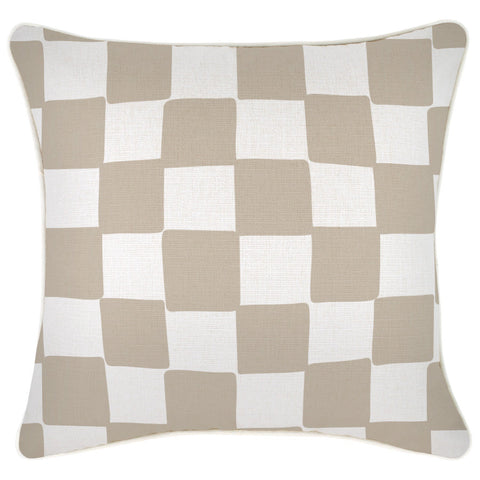 Cushion Cover-With Piping-Check Beige-35cm x 50cm