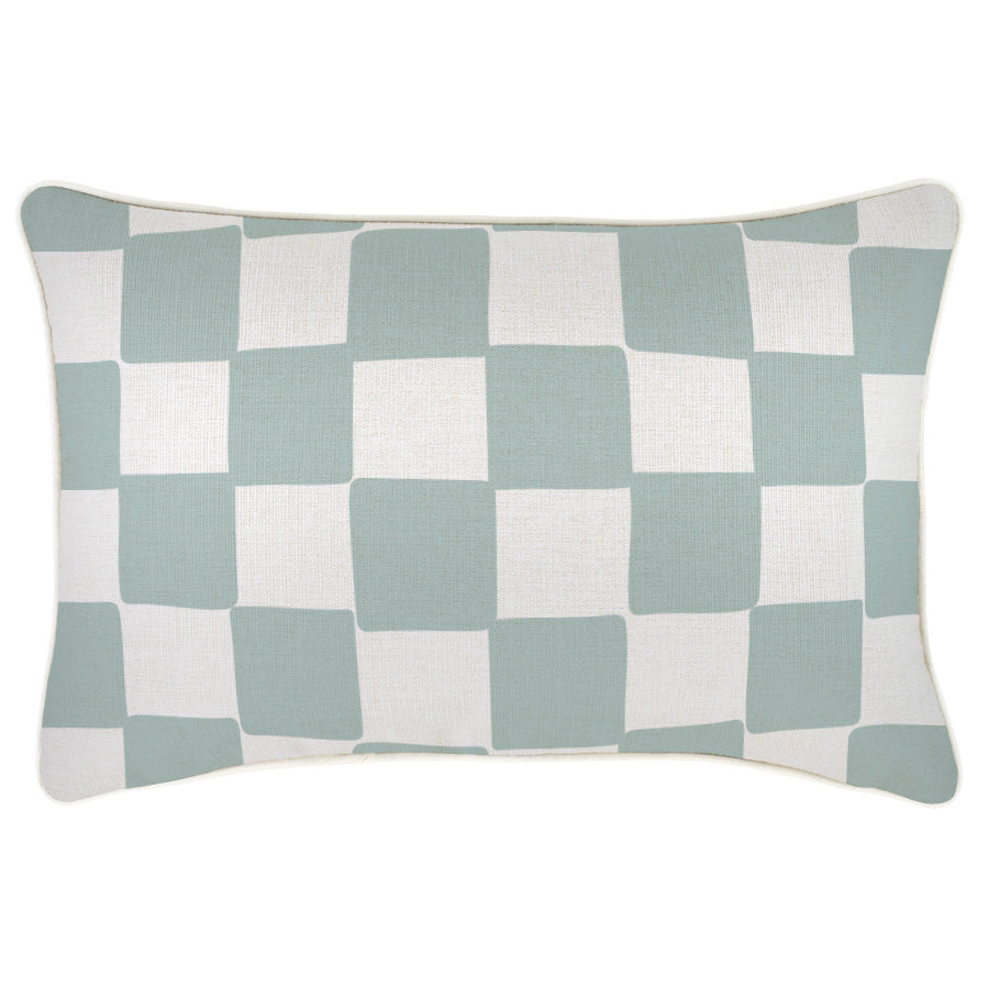 Indoor Outdoor Cushion Cover Check Seafoam