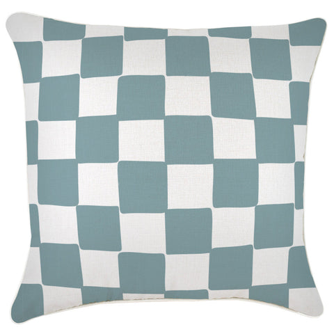 Cushion Cover-With Piping-Check Blue-35cm x 50cm