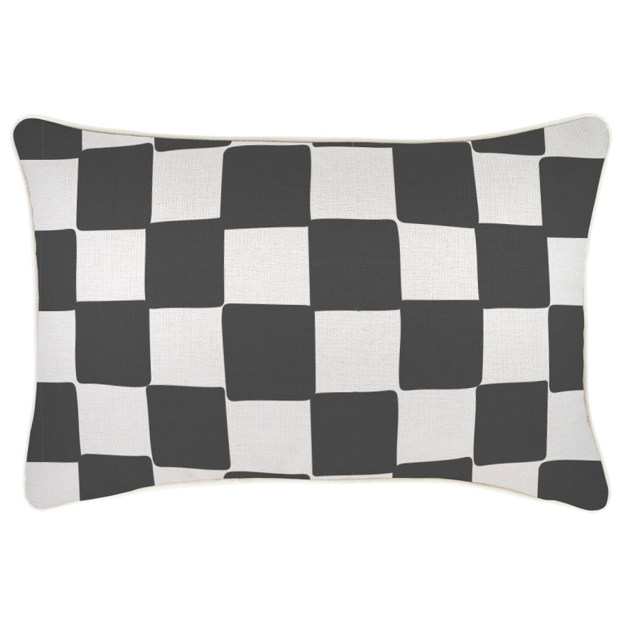 Indoor Outdoor Cushion Cover Check Charcoal