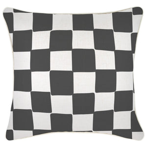 Indoor Outdoor Cushion Cover Check Charcoal