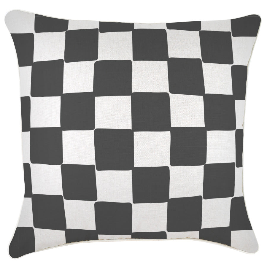 Indoor Outdoor Cushion Cover Check Charcoal