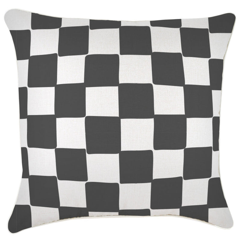 Indoor Outdoor Cushion Cover Check Charcoal