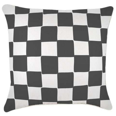 Cushion Cover-Coastal Fringe Natural-Positano Smoke-60cm x 60cm