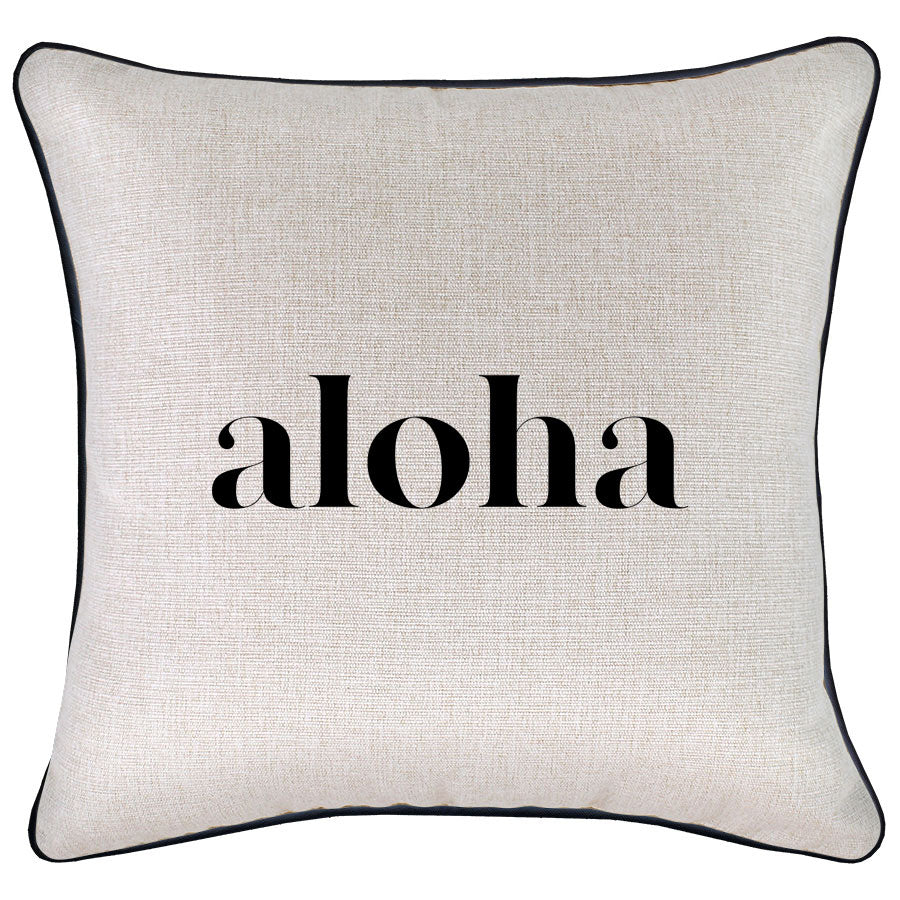 Indoor Outdoor Cushion Cover With Piping Aloha Black