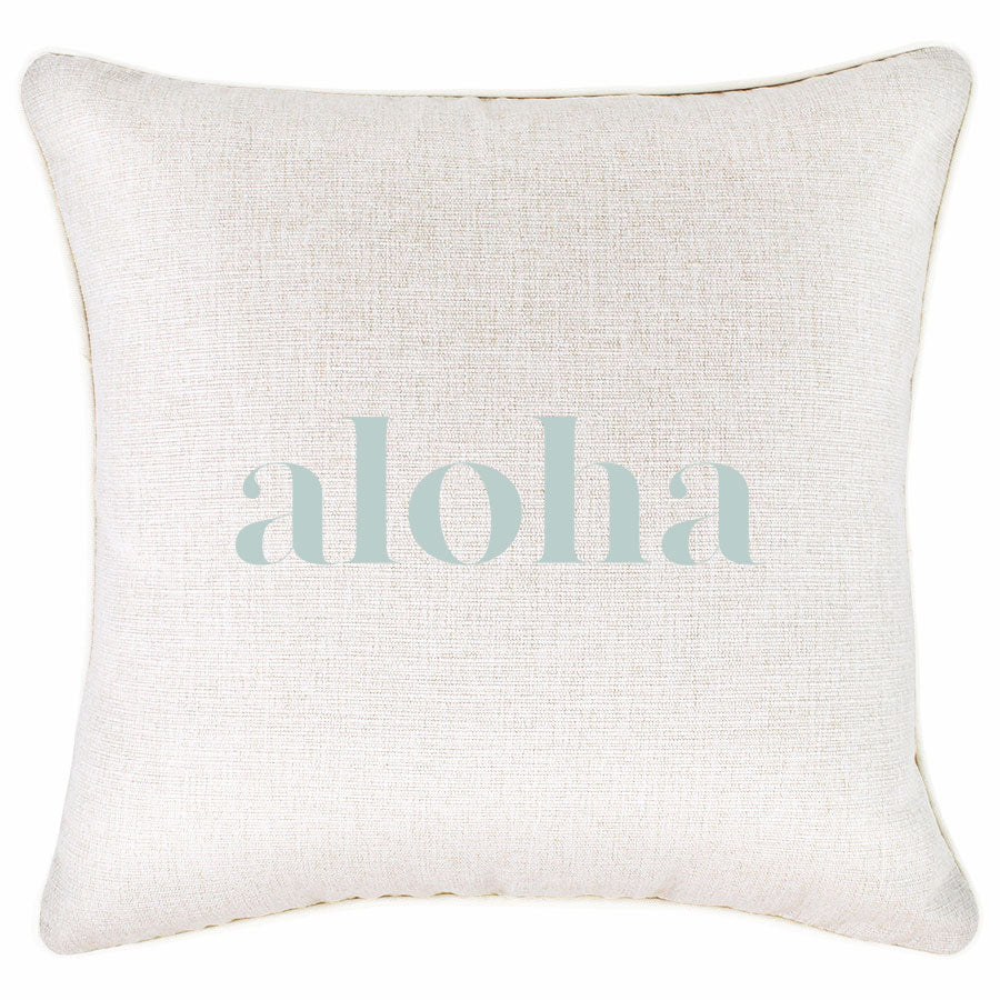 Indoor Outdoor Cushion Cover With Piping Aloha Seafoam