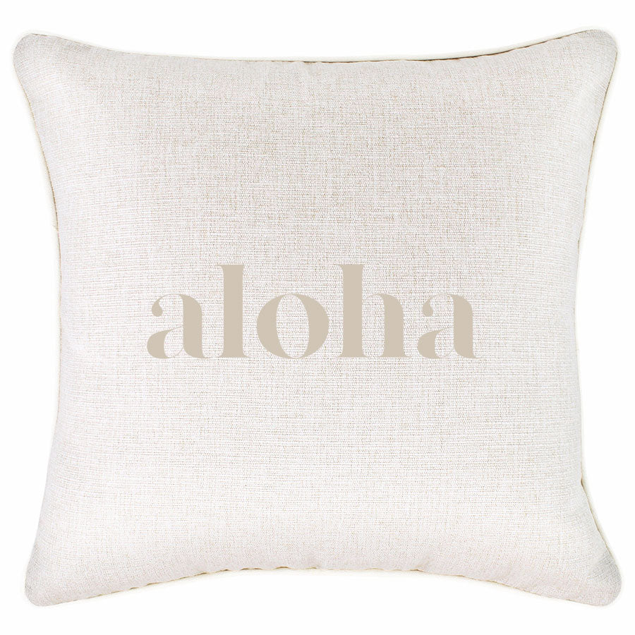 Indoor Outdoor Cushion Cover With Piping Aloha Beige