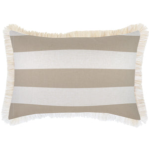 Cushion Cover-Coastal Fringe Deck-Stripe-Beige-35cm x 50cm