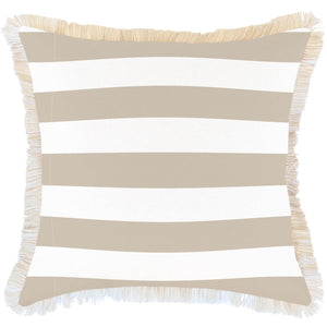 Cushion Cover-Coastal Fringe Deck-Stripe-Beige-60cm x 60cm