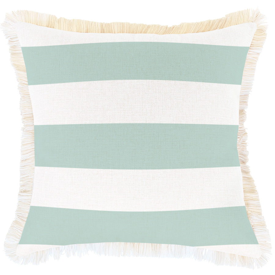 Cushion Cover-Coastal Fringe-Deck-Stripe-Mint-45cm x 45cm