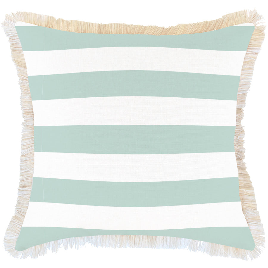 Cushion Cover-Coastal Fringe-Deck-Stripe-Mint-60cm x 60cm