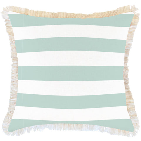 Cushion Cover-Coastal Fringe Black-Tall Palms Seafoam-45cm x 45cm