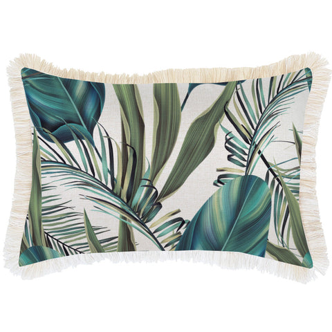 Cushion Cover-Coastal Fringe Natural-Side Stripe Peach-60cm x 60cm