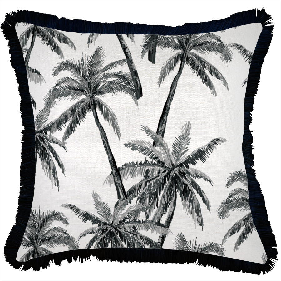 Cushion Cover-Coastal Fringe Black-Castaway-45cm x 45cm