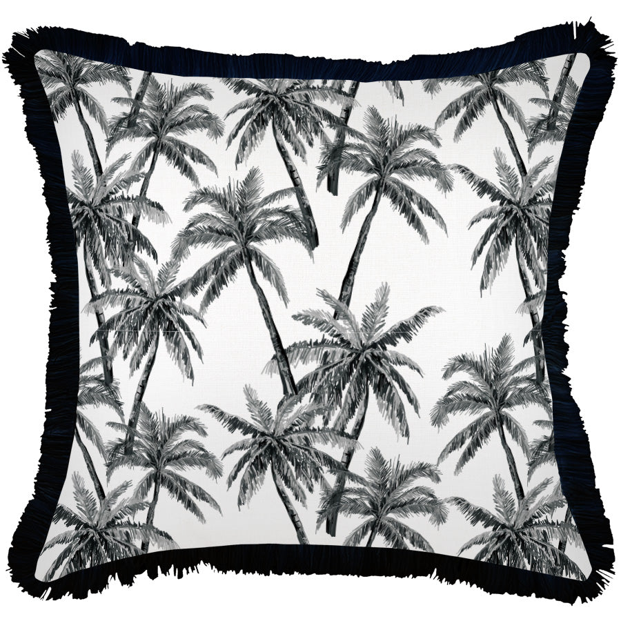 Cushion Cover-Coastal Fringe Black-Castaway-60cm x 60cm