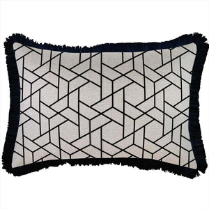 Cushion Cover-Coastal Fringe Black-Milan Black-35cm x 50cm