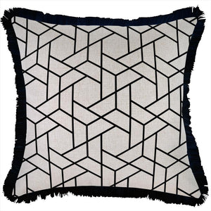 Cushion Cover-Coastal Fringe Black-Milan Black-45cm x 45cm