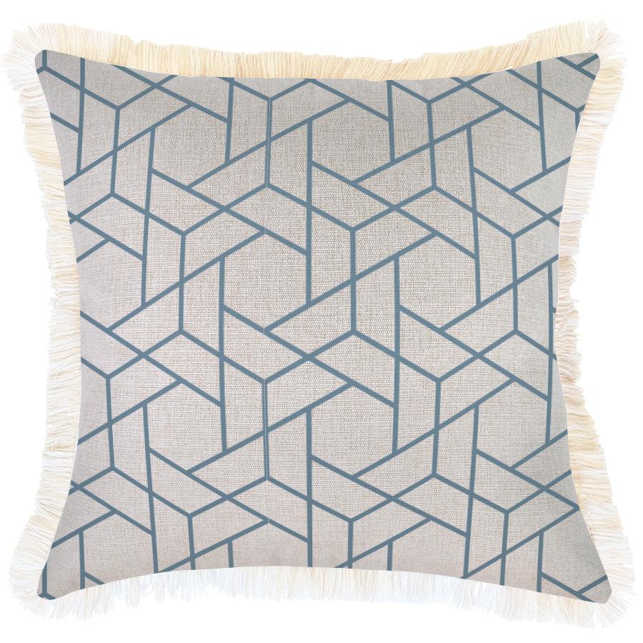 Cushion Cover-Coastal Fringe-Milan Blue-45cm x 45cm