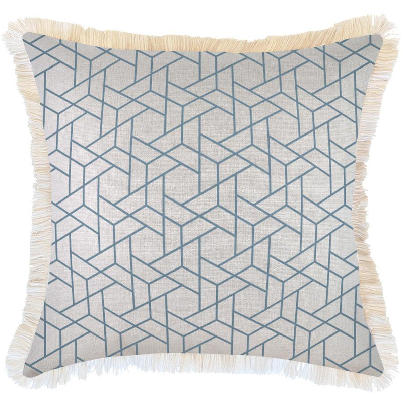 Cushion Cover-Coastal Fringe-Milan Blue-60cm x 60cm