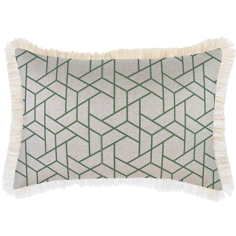 Cushion Cover-Coastal Fringe-Milan Green-35cm x 50cm