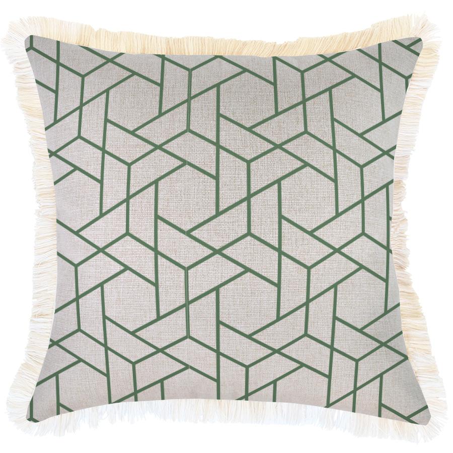 Cushion Cover-Coastal Fringe-Milan Green-45cm x 45cm
