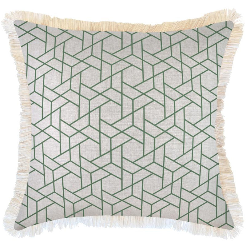 Cushion Cover-Coastal Fringe-Milan Green-60cm x 60cm