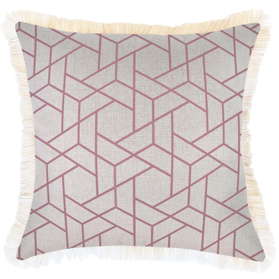 Cushion Cover-Coastal Fringe-Milan Rose-45cm x 45cm