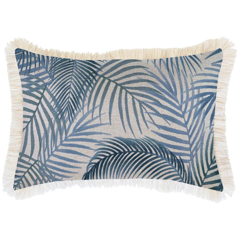 Cushion Cover-Coastal Fringe-Check Blue-60cm x 60cm