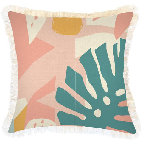 Cushion Cover-Coastal Fringe Natural-Zig Zag Blush-35cm x 50cm